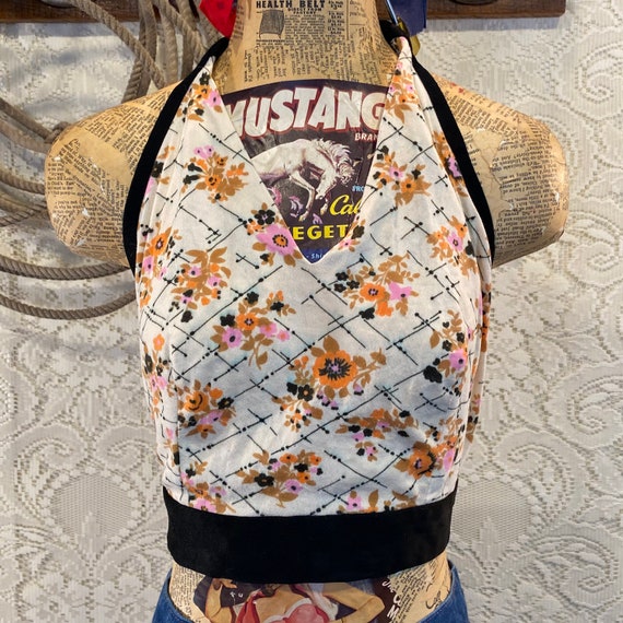 Handmade 1970’s Cropped Floral Halter Top