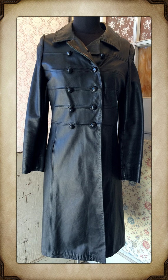 Super Sexy American Hustle Black Leather Trench Coat