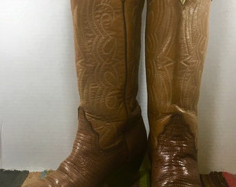 Tall Tan Acme Cowgirl Boots size 6 1/2