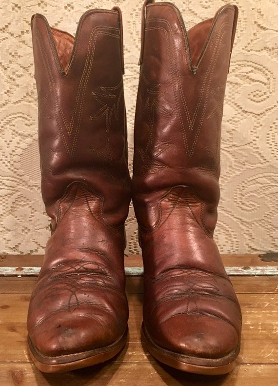 Brown Leather Texas Brand Cowboy Work Boots men's size 11EE