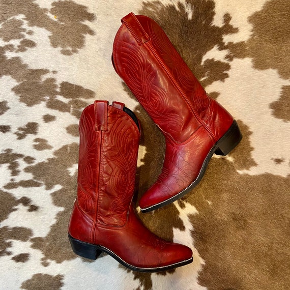 Red Leather Vintage Code West Cowgirl Boots women’s size 8 M