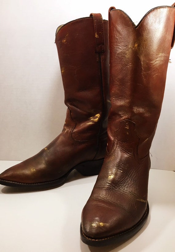 Gorgeous Hand painted Acme Whiskey Cowgirl Boots size 9 to 9 1/2