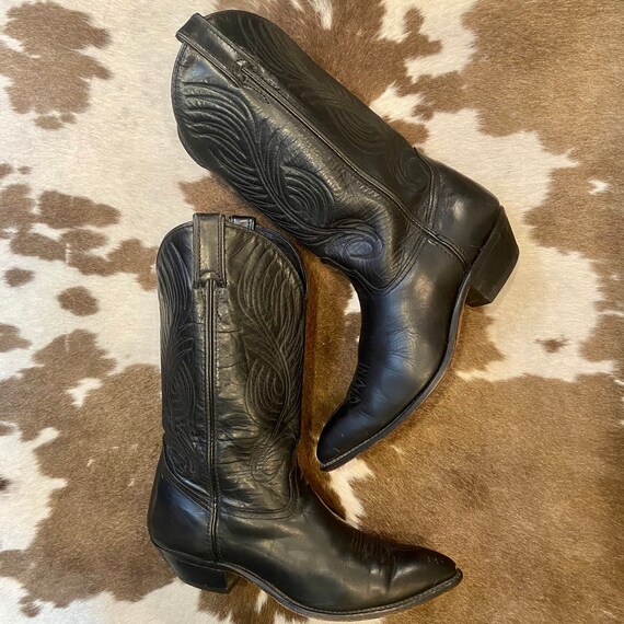 Vintage Black Leather Code West Cowgirl Boots women’s size 9 1/2 M