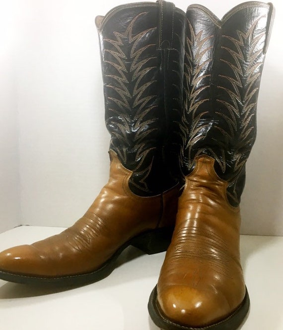 Brown Stiched Justin Cowboy Boots size 8 1/2B