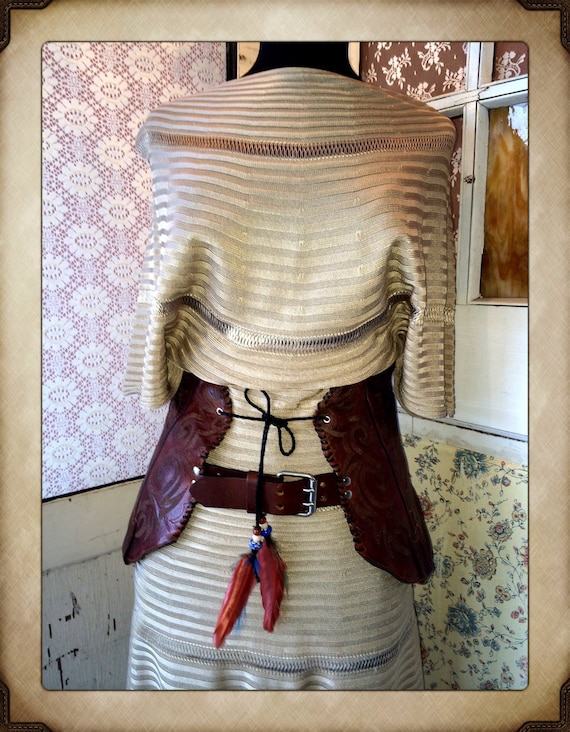 Handmade Western Cowboy Boot Corset Belt with Feathers
