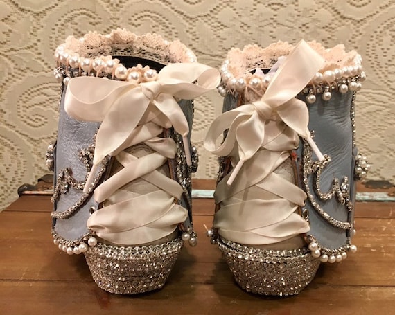 Custom Crafted Cowgirl Bridal Bling Boots - image 4