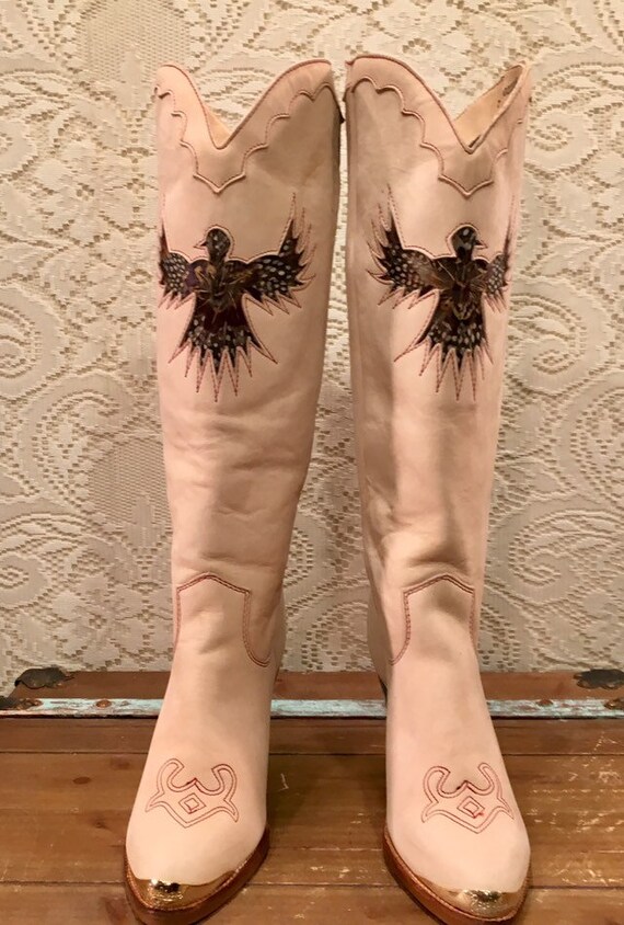 Gorgeous Tall Feather Phoenix Zodiac Cowgirl Boots size 7M