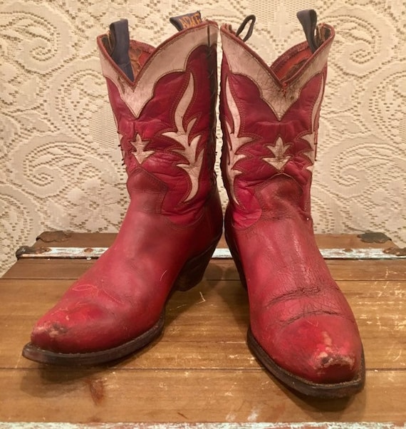 1950's Rare Red Acme PeeWee Shortie Cowgirl Boots size 8 1/2M