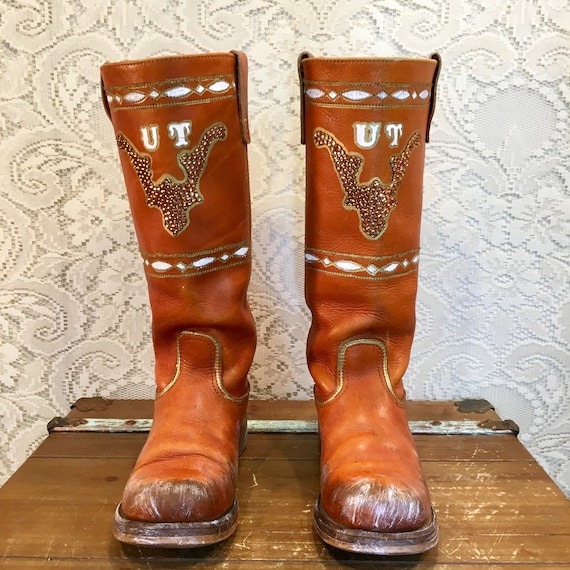 Burnt Orange University Of Texas Longhorn Tall Campus Boots SIze 7 1/2M