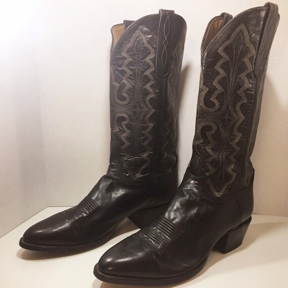 Black Stitched Larry Mahan Cowboy Boots size 10D