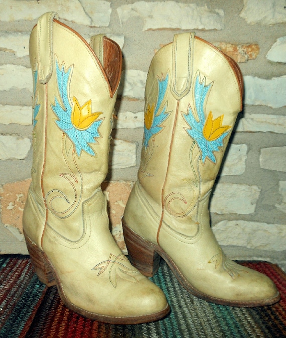 Schoenen damesschoenen Laarzen Cowboy & Westernlaarzen Handgemaakte Vintage Nocona Whiskey Snakeskin Cowgirl Enkellaarsjes met Bont dames maat 7 B 