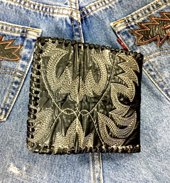 Vintage Cowboy Boot Black Leather Wallet - image 2
