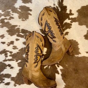 vintage Miss Capezio bottines de cow-girl avec incrustations de papillons femmes taille 7 M