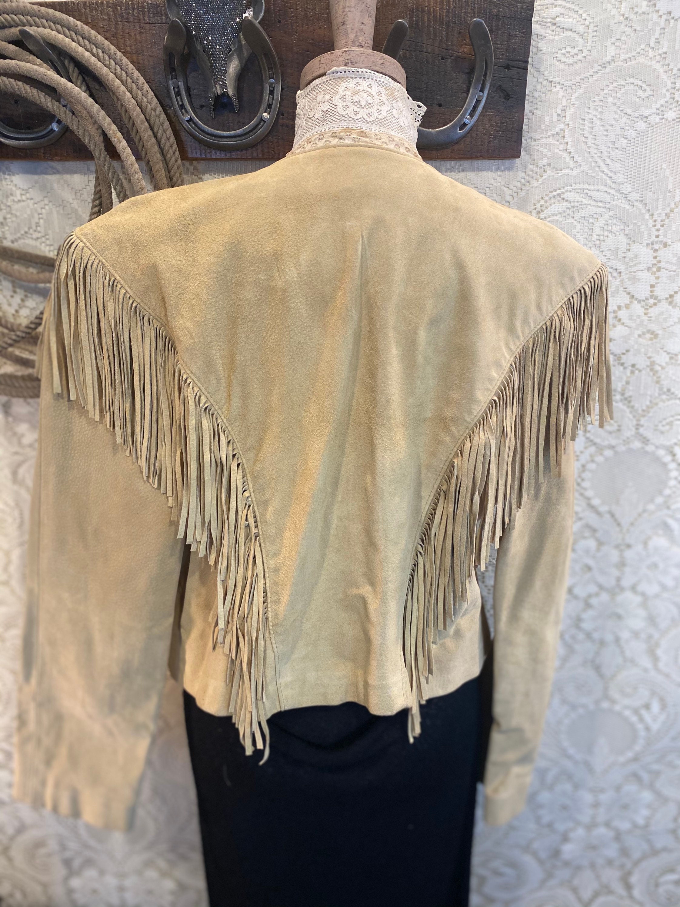 Gorgeous Beige Suede Tony Lama Fringe Jacket with Southwestern | Etsy