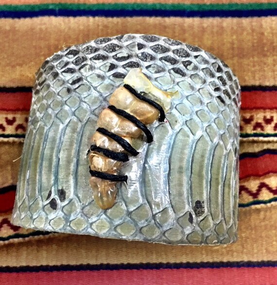 Authentic Snakeskin Cuff Bracelet with rattler!