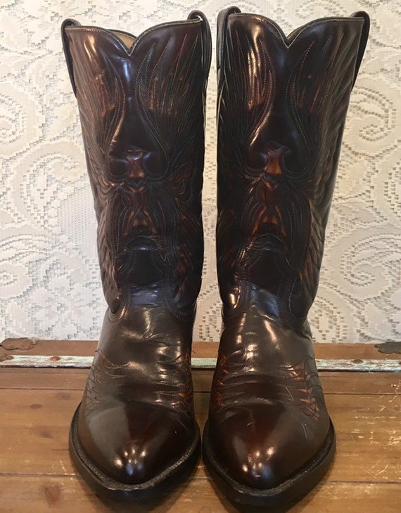 Vintage Acme Cowboy Boots with Phoenix Eagle Thunderbird men's size 9.5 D woman's size 11