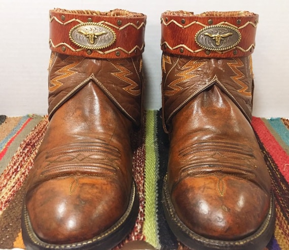 Custom made Burnt Orange and Brown Texas Longhorn Western Boots size 9D woman's soze 10 1/2 to 11