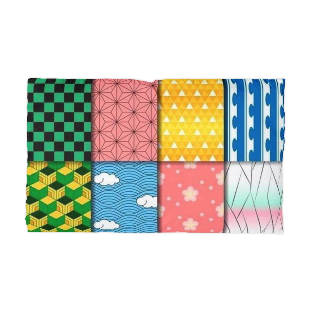 Anime Pattern Patchwork Microfiber Pillowcase | Checker, Waves, Sakura ...