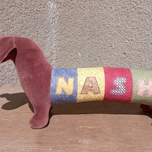 Personalized Dachshund Plush Toy Customizable Baby Shower Gift, Stuffed Sausage Dog Nursery Decor, Wiener Dog Plushie image 2