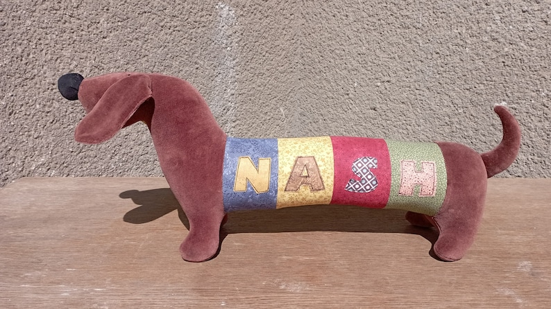 Personalized Dachshund Plush Toy Customizable Baby Shower Gift, Stuffed Sausage Dog Nursery Decor, Wiener Dog Plushie image 2