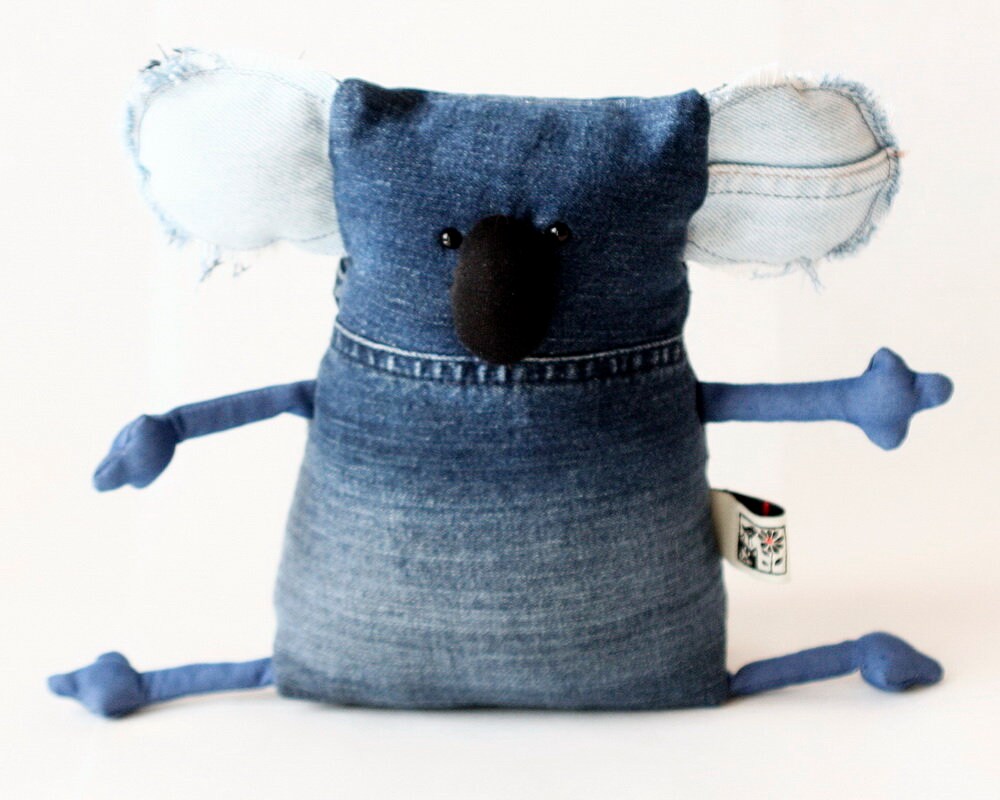 Muma Jeans Koala, OOAK RTS Little Pocket Koala Stuffie Toy, Funny Marsupial Pocket Stuffed