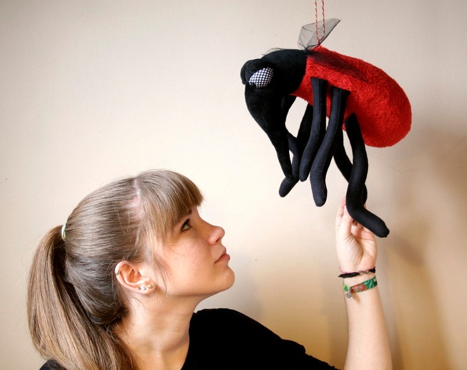 Evil Mosquito, Red Bloodsucker Insect, Plushie Insect, stuffed animal, funny soft toy