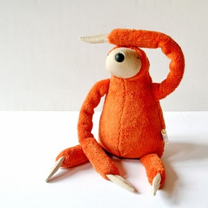 Small Plush Orange Sloth, stuffed animal toy for children, cuddly jungle stuffie, sleeping fellow