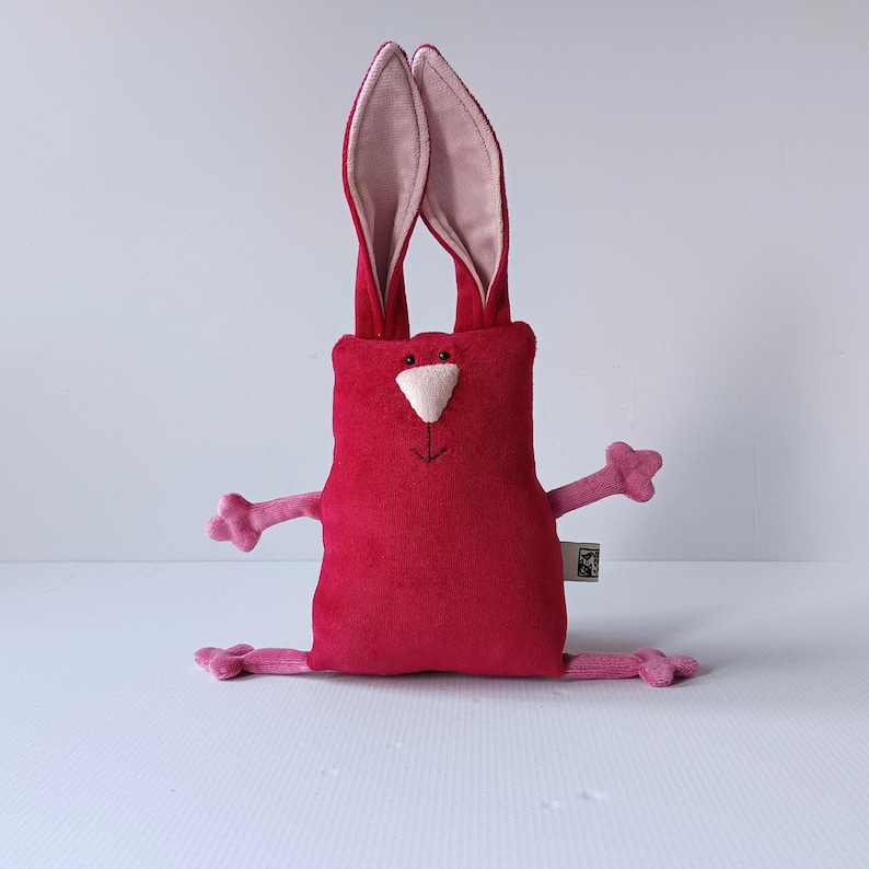 Peluche coniglietto pasquale Muma, piccolo coniglietto tascabile, divertente lepre di peluche morbido Rosso