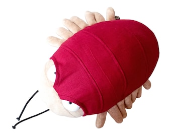 Roly-Poly Bug Plushie, Red, Brown, Blue or Purple Woodlouse, Stuffed Pillbug Toy, Cute Isopod Stuffie