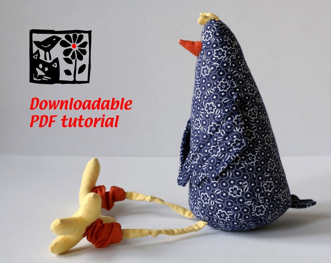 Sewing Pattern Good Old Conehen by Andrea Vida, Downloadable PDF, DIY Soft Chicken toy making guide, stuffed animal tutorial, toy pattern