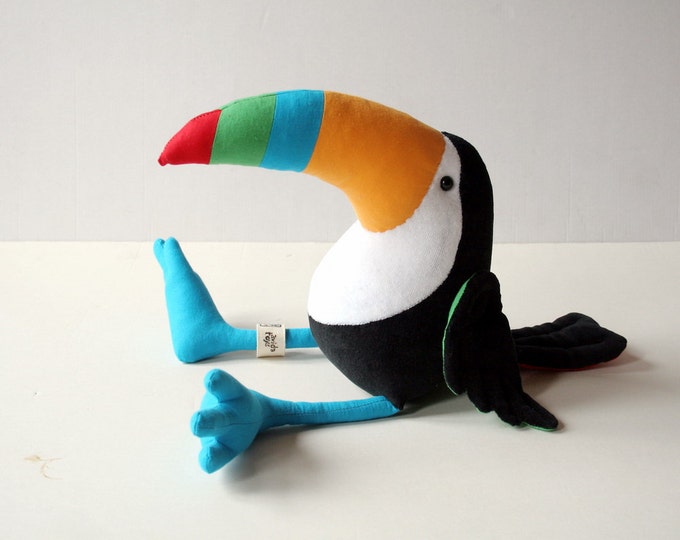 RtS Colorful Toucan Plush Birdie, Cuddly Toucan Plush Toy Ready to Ship Toucan Plushie