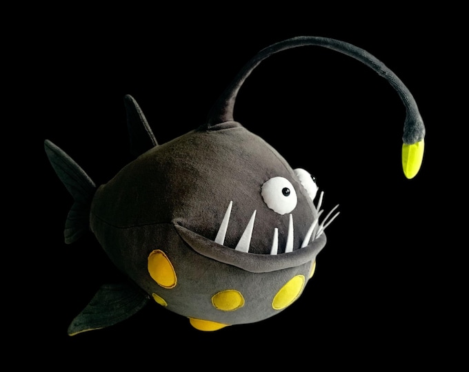 Formidable Anglerfish, a Deep Sea Monster, Glow-in-the-Dark Monkfish Plushie, Cute But Scary Plush Ocean Sea Devil