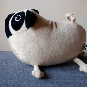 Little Pug dog, cute light brown puppy, soft pug toy