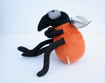 Funny Fruit Fly - Plush Toy, plushie Insect, orange softie, cuddly animal