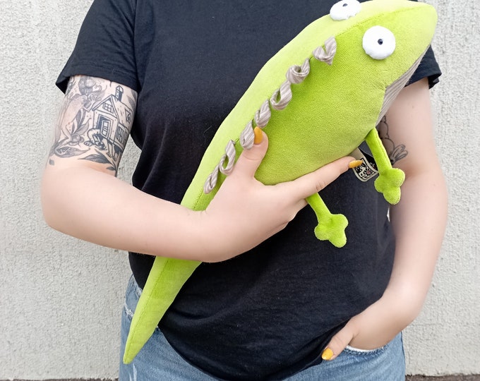 Cuddly Handmade Iguana Stuffed Toy, Little Lizard Plushie, Soft Plush Agama, Happy Colorful Iggy Nursery Decor