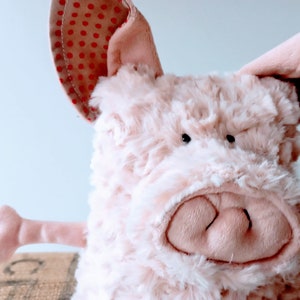 Curly Mangalica Pig Muma Stuffie Toy, Pink Piggy Plushie, Funny Pig Pocket Plush image 6