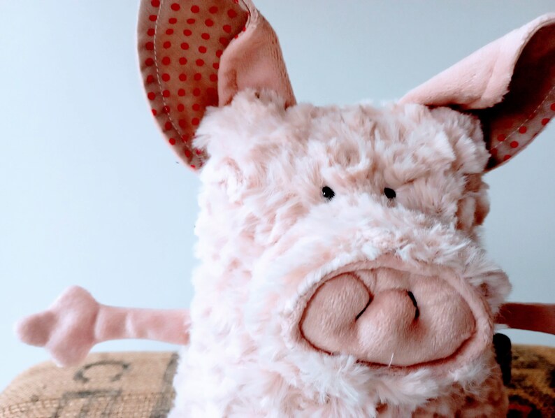 Curly Mangalica Pig Muma Stuffie Toy, Pink Piggy Plushie, Funny Pig Pocket Plush image 6