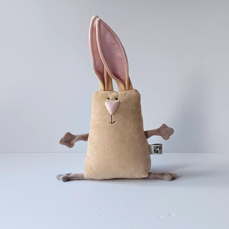 Peluche coniglietto pasquale Muma, piccolo coniglietto tascabile, divertente lepre di peluche morbido Beige