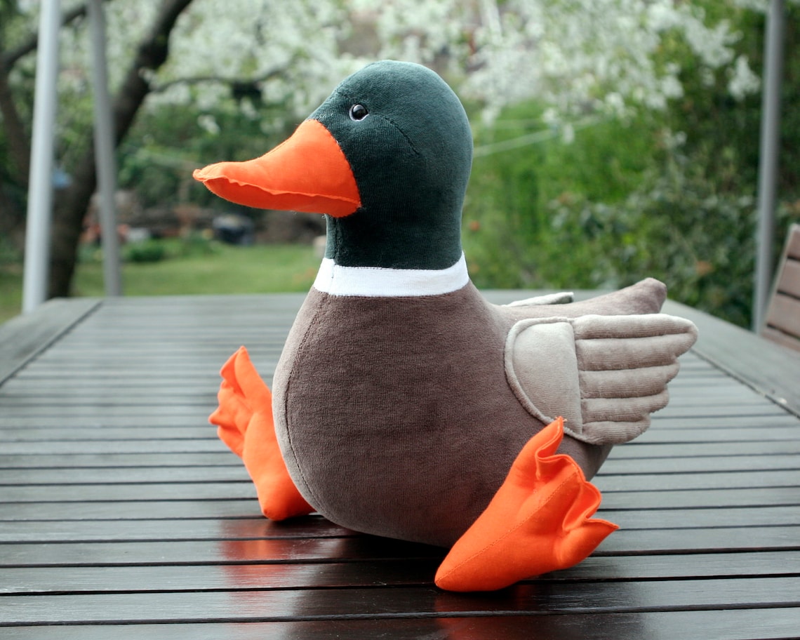 Grumpy Mallard Soft Toy Wild Duck Plush Colorful Plush Bird Etsy