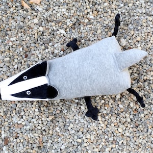 Ponca Badger, Little Badger Plushie, Soft Handmade Plush Toy, Funny Grey Plush Cuddly Toy