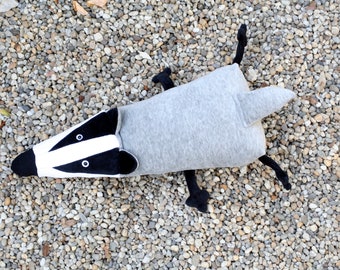 Ponca Badger, Little Badger Plushie, Soft Handmade Plush Toy, Funny Grey Plush Cuddly Toy