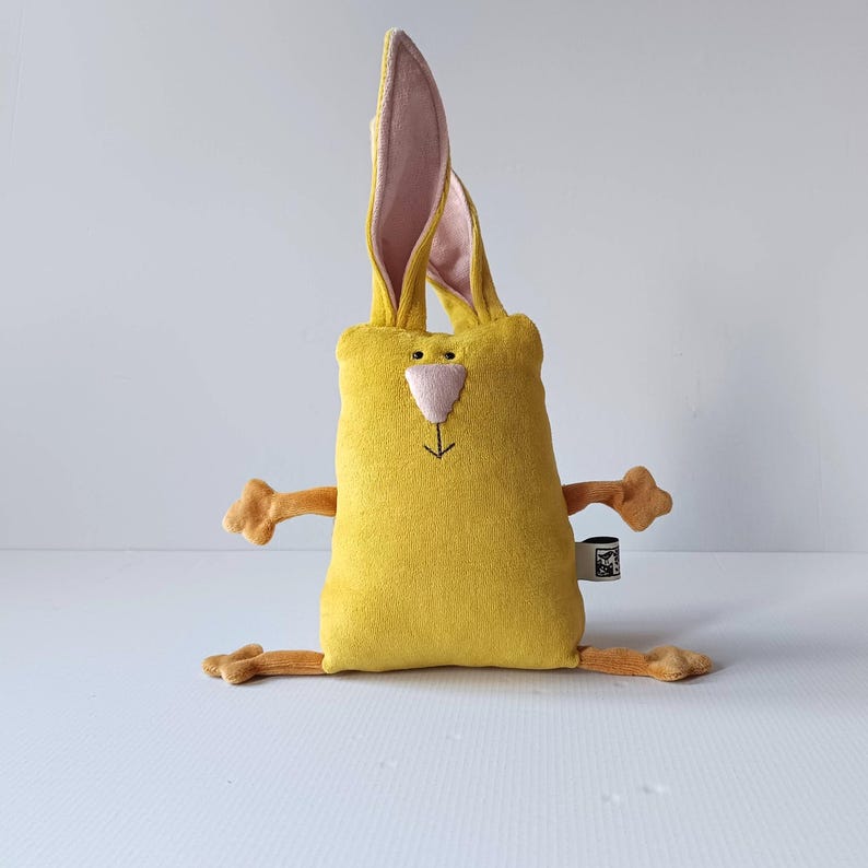 Peluche coniglietto pasquale Muma, piccolo coniglietto tascabile, divertente lepre di peluche morbido Giallo