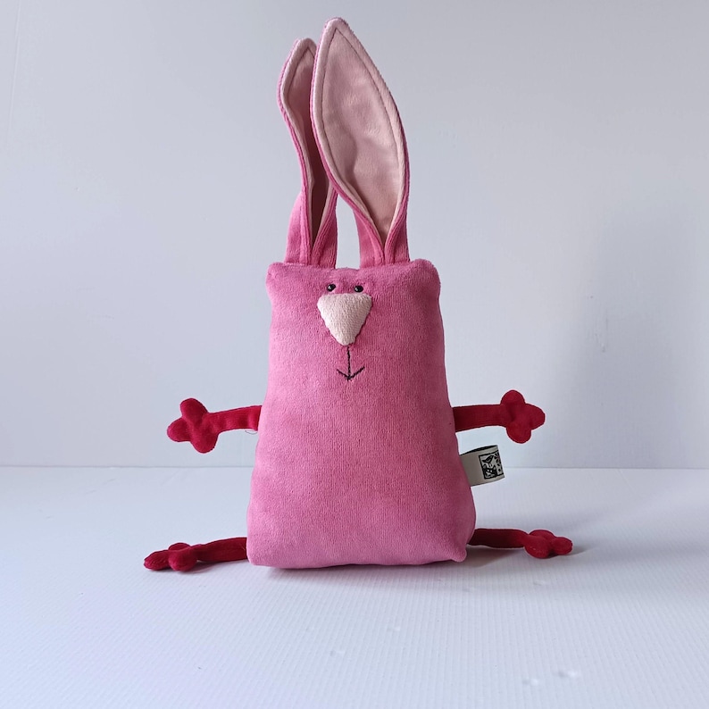 Peluche coniglietto pasquale Muma, piccolo coniglietto tascabile, divertente lepre di peluche morbido Rosa