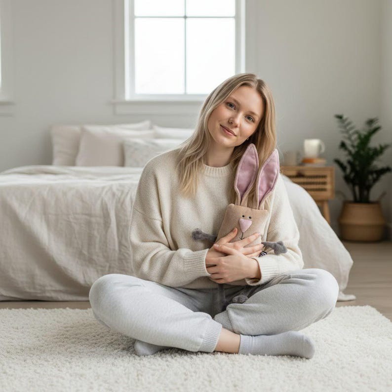 Peluche coniglietto pasquale Muma, piccolo coniglietto tascabile, divertente lepre di peluche morbido immagine 2