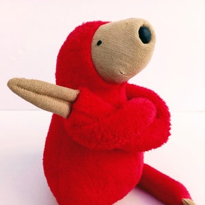 Small Plush Red Sloth, Stuffed Animal Toy for Children, Cuddly Jungle Stuffie image 3