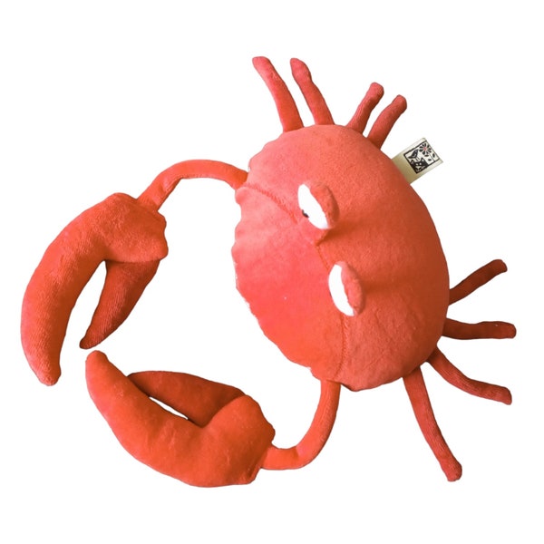 Peluche crabe rouge, crustacé souple, peluche araignée de mer