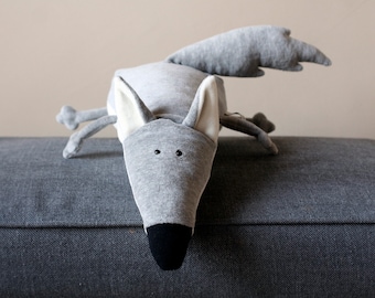 Ponca Wolf, Little Handmade Wolfie Plush, Soft Wolf Toy, Funny Plush Grey Wolf