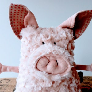 Curly Mangalica Pig Muma Stuffie Toy, Pink Piggy Plushie, Funny Pig Pocket Plush image 4