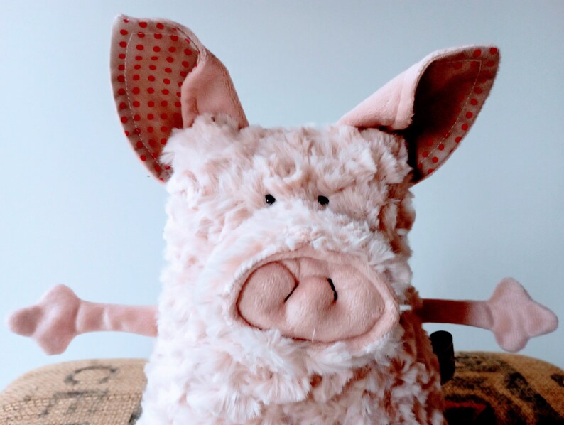 Curly Mangalica Pig Muma Stuffie Toy, Pink Piggy Plushie, Funny Pig Pocket Plush image 4