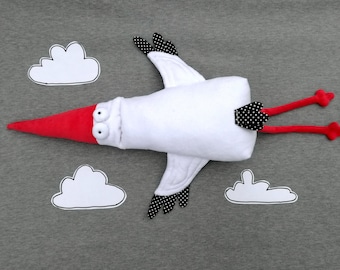Ponca Stork, White Bird Plush, Soft Stork Toy, Funny Plush White Stork